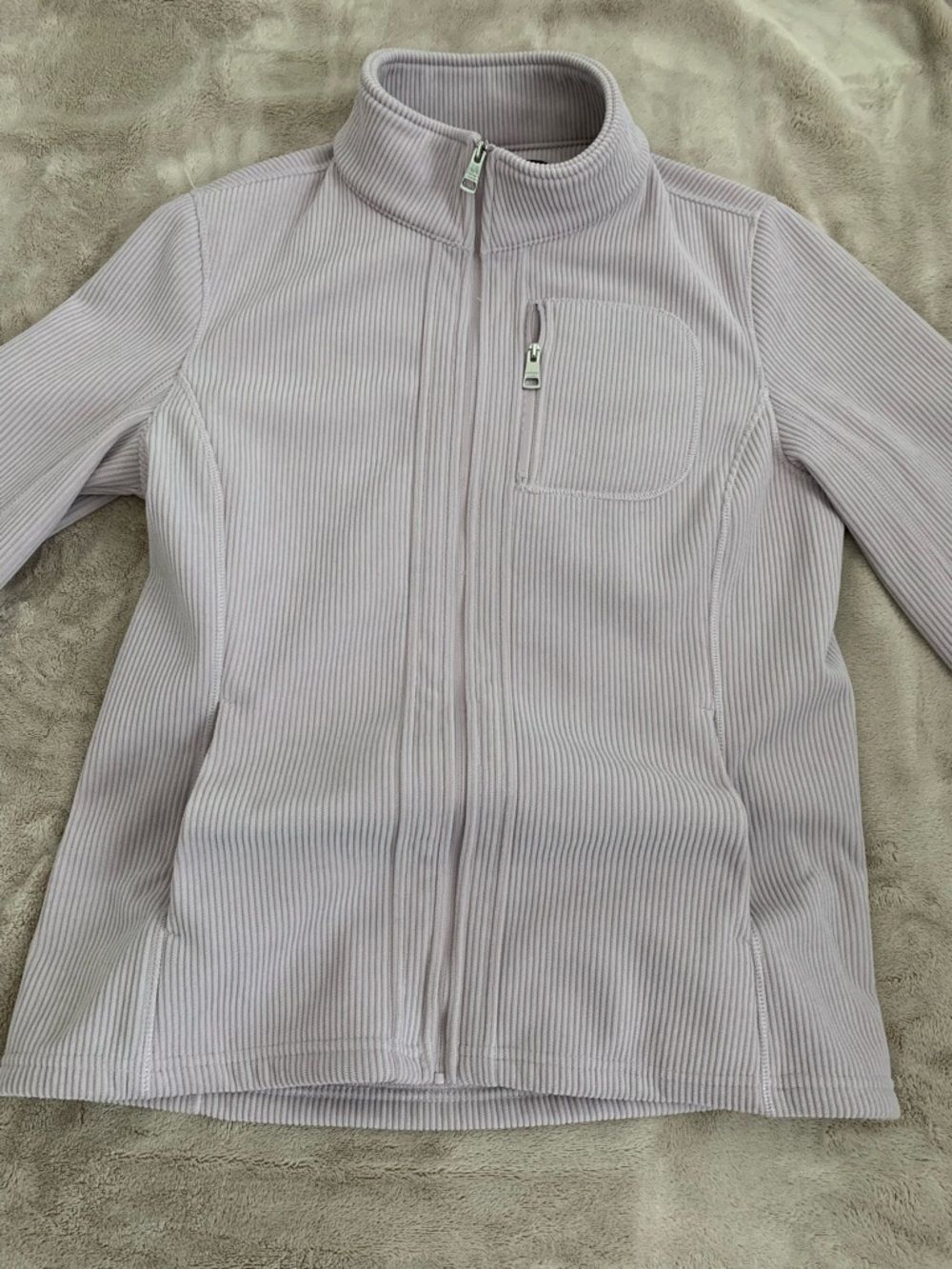 Lightweight Ribbed Zip-Up Jacket in Light Lavenderu